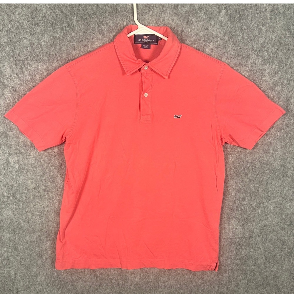 Vineyard Vines Men's Small Coral Pink Pima Cotton Short Sleeve Whale Logo Polo